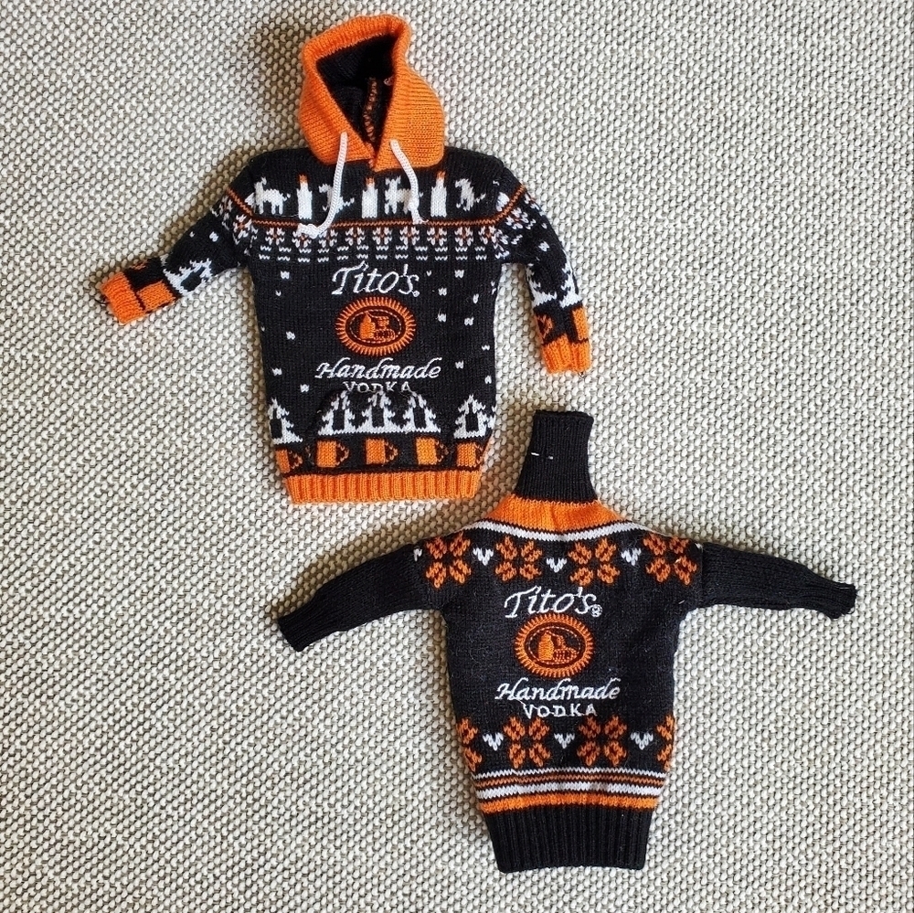 Tito’s Handmade Vodka Holiday Sweater double sided Bottle Toppers Koozies (Two)
